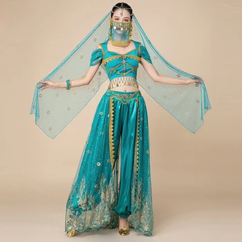 Festivalis Arabijos Princesė Kostiumai Indijos Šokių Siuvinėti Bolivudas, Jazminų Kostiumas Šalis Cosplay Princesė Jasmine Išgalvotas Aprangą