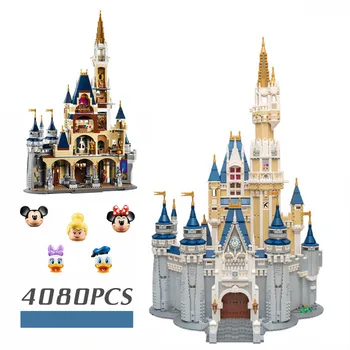 Disney 4080PCS 5 Skaičiai Princesė Miesto Pilis Draugų Namuose, Idėja Mickey Tinka 71040 Kūrimo Bloką Plytų Vaikas Žaislą Dovanų 16008