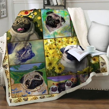 Gyvūnų 3D Pet Šuo Storas Mesti Antklodės Lovų Kėdė Kelionės Iškylą Vaikams Sofos Apima Plauko Sofa-lova, Minkštas Lovatiesės Svertinis Antklodė