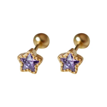 Naujas produktas Aukso inkrustacijos violetinė crystal putojantis little star ponios auskarai išskirtinį šviesos prabangūs rūmai stiliaus papuošalai