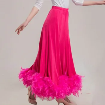Pramoginių šokių sijonai moterims valsas sijonas rožinė flamenko sijonas plunksnų šokių drabužiai šiuolaikinio šokio kostiumai moterų XXXL sijonas