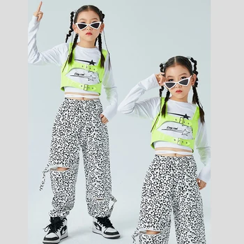 Mados Džiazo, Šiuolaikinio Šokio Kostiumai Vaikams Ilgas Rankovėmis Hiphop Kelnes Kpop Drabužiai Mergaitėms Hip-Hop Veiklos Dėvėti DQS11378