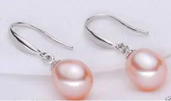 Noble jewelry 14 karatų balto aukso gamtos 10-12mm Rožinė pietų jūros perlas tabaluoti auskarai nemokamas pristatymas