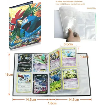 4 Kišenėje Albumą Pokemon 240 Kortelės Livre 