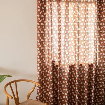 Japonijos imitacija, medvilnės ir lino Nordic stiliaus karamelės spalvos mažų medvilnės kambarį miegamojo užuolaidos