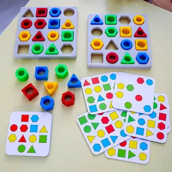 Ankstyvojo Lavinimo Žaislai Geometrinės Formos Spalvų Atitikimo Puzzle Mokymosi Mediniai Žaislai Vaikams Interaktyvus Mūšio Žaidimas Šalis Y1O2
