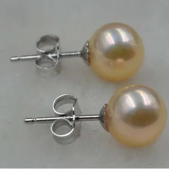 10 porų 7.5-8mm apvalus perlas sidabro auskarai smeigės maišyti spalvas