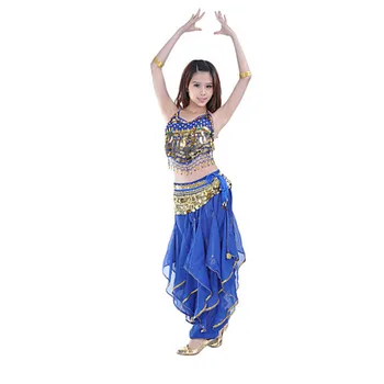 Naujas Pilvo Indijos Šokio Kostiumų viršuje Palaidinė ir aukso banguoti kelnes 12 spalvų Dancewear