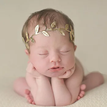 2016 nauja Mama ir kūdikis palieka auksinius Gėlių Plaukų Juostos vaikai auksiniai lapai kaspinai kūdikio plaukų virvę merginos priedai 20pcs/daug