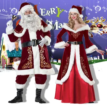 Kalėdų Kostiumų Santa Claus Suaugusiems Raudona Moterų, Vyrų Kalėdų Drabužius Kalėdų Senelio Kostiumas