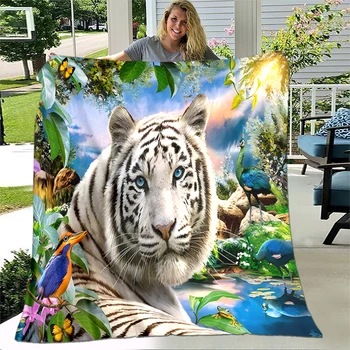 Tigras Sniege antklodė už Sofos namų antklodės lovos, custom plona antklodė už iškylą antklodė kalėdų