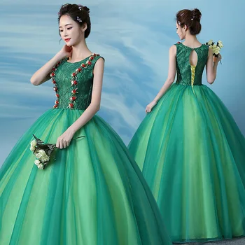 žalia nėrinių kamuolys suknelė viduramžių suknelė Renesanso festivalis karalienės Viktorijos laikų kostiumų /Marie Antoinette/ Belle Kamuolys
