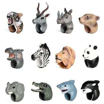 12 VNT Gyvūnų Piršto Vertus Lėlių dėl Vaikas 3D Animaciją, Dramblys, Liūtas Panda Tigras Piršto Lėlių Žiedas Dress Up Žaidimas