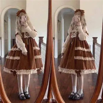 Japonijos Gothic Lolita Suknelė Sluoksniuotos Lėlės Mergaitėms Derliaus Lolita Kasdien OP Viktorijos Arbata Šalis Suknelė