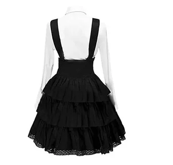2022 Moterų Klasikinis Lolita Dress Derliaus Įkvėpė Moterų Komplektus, Cosplay, Anime Mergaitė Juodos ilgomis Rankovėmis Kelio Ilgis Marškinėliai Suknelė