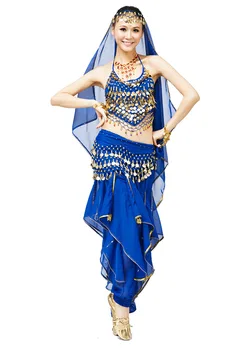 2016 Naujas 4pcs Nustatyti Pilvo Šokio Kostiumų Bolivudas Kostiumas Indijos Suknelė Garsiausių Suknelė Moterų Pilvo šokio Kostiumą Rinkinių 7 Spalvų
