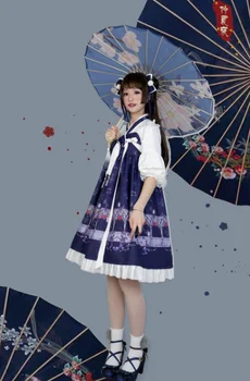 Lolita Hanfu elementas dirželis suknelė studentų Hanfu retro saldus lolita viktorijos spausdinimo kawaii girl loli cos gothic lolita kimono
