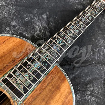 Abalone Ebony 39 Cm, Visas Kietos Koa Medienos 000 Stiliaus Akustine Gitara