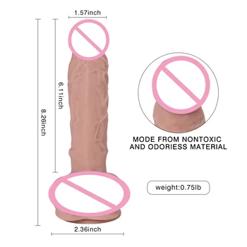 Nešiojami Dildo Moterų Lesbiečių Sekso Žaislai, Minkšti Silikoniniai Realistiškas Penis 4cm Skersmuo 21cm Ilgio Tvirtas siurbtukas