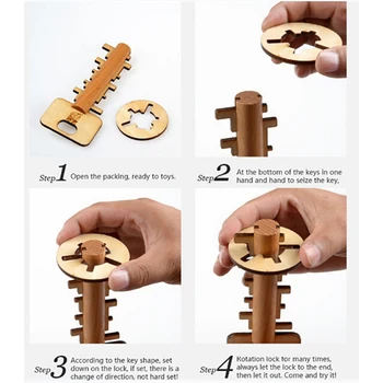 Medinis Žaislas Atrakinti Dėlionės Klavišą Juokinga Kong Ming Užraktas Žaislai Švietimo Vaikai Dėlionės Montessori Žaislai, Vaikų, Suaugusiųjų Mąstymo Žaidimai