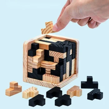 Creative 3D Medinio Kubo Galvosūkį Ming Luban Blokavimo Švietimo Žaislai Vaikams, Vaikų Smegenų Kibinimas Ankstyvo Mokymosi Žaislas Dovana
