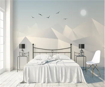 Šiaurės šalių šiuolaikinės abstrakčių geometrinių alpių mėnesienos paukštis, dekoratyvinis dažymas foną užsakymą tapetai sienų lipdukai