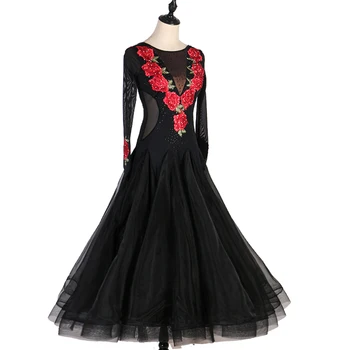 Šiuolaikinių Šokių Suknelė Sportinių Šokių Konkursas Ilgas Sijonas Lady Elegantiškas ilgomis Rankovėmis Valsas Tango Kostiumų Eksploatacinių savybių Dėvėti DQL1939