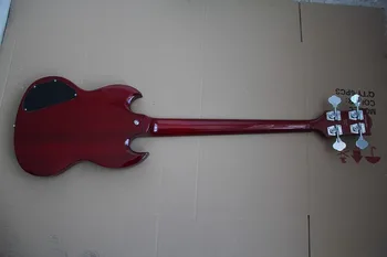 Nemokamas pristatymas Natūralaus medžio, skaidri tamsiai raudona elektrine gitara, 4 styginiai elektrinė bosinė gitara 