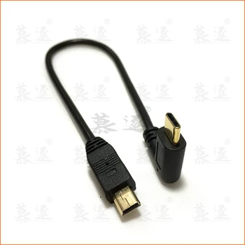 Mikro Mini USB Kabelis 5Pin Vyrų Vyrų USB 3.1 C Tipo Alkūnės į Mini Mikro USB 2.0 OTG Duomenų Adapteris Keitiklis Įkrovimo Kabelis 25cm