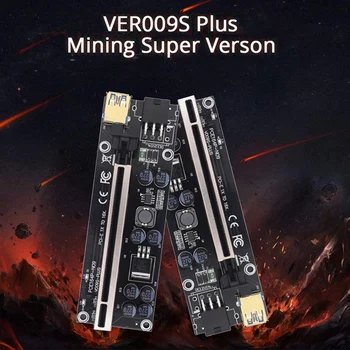 009S Plius Riser Card VER009S PCIE PCI-E, PCI Express X16 GPU 6In Adapterio plokštę 1X 16X Extender USB 3.0 Kabelį