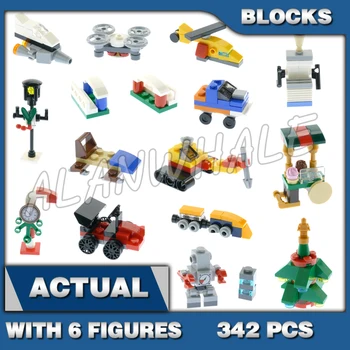 342pcs City Advento Kalendorius Kalėdų Žiemos Atostogų Transporto priemonių 11012 Kūrimo Bloką Žaislas Suderinama su Modelio