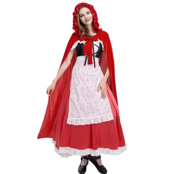 Mažai Raudona Jojimo Hood Kostiumas Suaugusiųjų Cosplay Suknelė Šalies Klubą Karalienė Paslaugų Cosplay Kostiumų kambarinės Kostiumas Ilga Suknelė, Apsiaustas