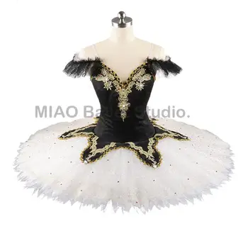 Juoda balta blynas tutu plattern profesinės paprastas baleto mdc harlequinade veiklos tutu kostiumai mergaitėms 11 sluoksniai 0160