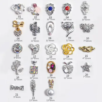 10vnt įvairios Metalo Pearl Diamond Lydinio, Kristalų, Stiklo, Brangakmeniai ir Rhinestones Nagų Pakabukai Papuošalai 