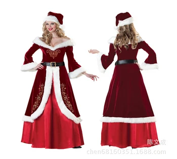 Nemokamai Dydis Kalėdų Cosplay Suknelė Mažai Raudona Jojimo Hood Visą Rankovės Roupas Ilgai Žemyn Suknelė Raudona Puoštas Moterų Drabužis BI95