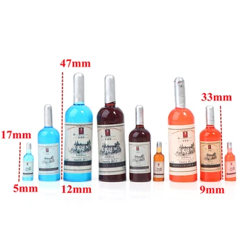 1PC 1/12 Miniatiūriniai Lėlių Priedai Mini Vyno Butelis Rinkinys Su Langelyje Modeliavimas Gėrimų Modelis Žaislai Doll House Dekoro