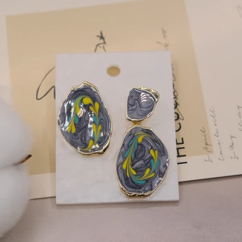 Asimetrinė grafiti stud auskarai širdies formos aliejaus tapybos meno asmenybės dizaino rankų darbo auskarai mados moterų ausų papuošalai
