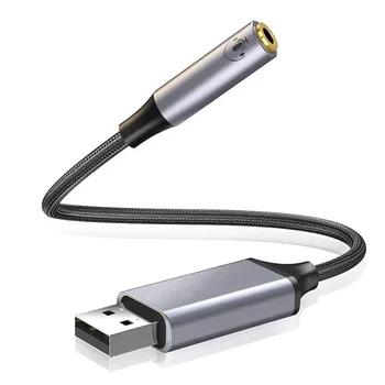 USB 3,5 mm Audio Adapteris 24Bit 96Khz 2 in 1 USB Garso Plokštę Adapterio Kabelis, skirtas PS4 Išorės laisvų Rankų įrangos Garsiakalbis Mikrofonas