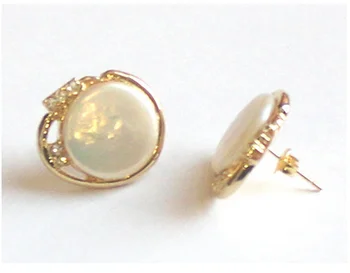 Gražus mados juvelyrikos baltos spalvos gėlavandenių perlų monetos auskarai