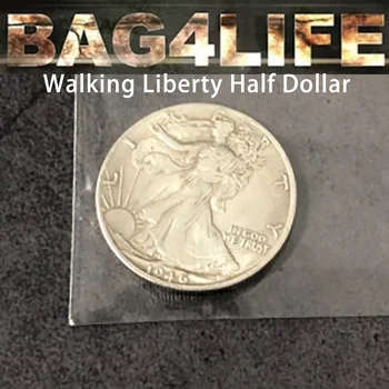 Bag4Life (1 Vaikščioti Laisvės Pusė Dolerio +DVD) Magija Gudrybės Arti Gatvės Iliuzijų Gudrybė Moneta Per skaidraus Plastiko Maišą Magica