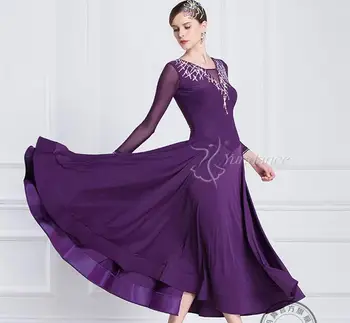 šokių suknelė moteris sportinių šokių suknelės violetinė pritaikyti šokių suknelė konkurencijos lycra M-18221