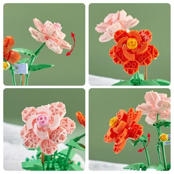 WLtoys Puokštė Bloko Pastato 3D Modelį Namų Puošybai Augalų Vazoninių Chrizantemų, Rožių Gėlių Surinkimas Plytų Žaislas Grils Dovanos
