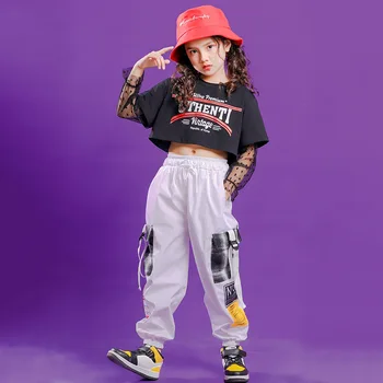 Vaikams Hip Hop Komplektus Apkarpyti Viršūnes Palaidinukė Pledas Sijonas Atsitiktinis Kelnės Mergaitėms Karnavalas Džiazo Šokio Kostiumų Pramoginiai Šokiai Streetwear