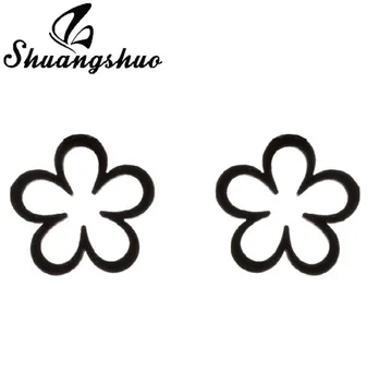Shuangshuo Paprasta Mados, Tuščiavidurė Gėlių Stud Auskarai Bohemijos Papuošalai Moterims, Geometrinis Nerūdijančio Plieno Auskarai Dovanų Šalis