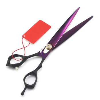 Tinkinti logotipą, japonija 440c 8 colių violetinė šunelis viliojimo plaukų žirklės pjovimo kirpykla pet grooming žirklės, plaukų kirpimo žirklės